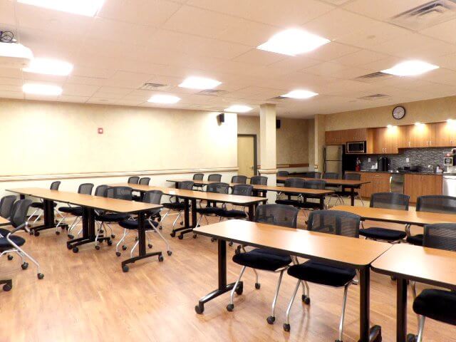 Training room open to accommodate many.